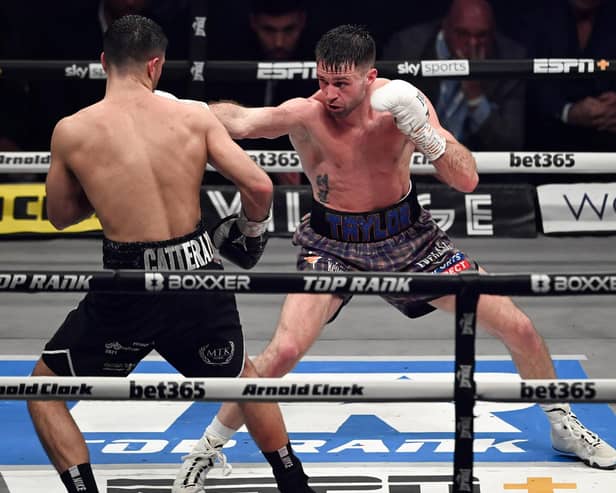 Josh Taylor (R) and Jack Catterall during the WBA, WBC, WBO & IBF world super-lightweight title fight at the OVO Hydro, on February 26 last year.