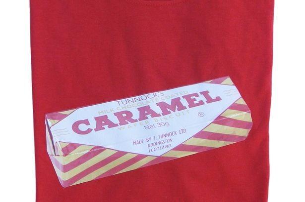 Tunnock's caramel wafers and teacakes have been featured on t-shirts, cushion covers, artwork and painted on to scallop shells as home decoration.