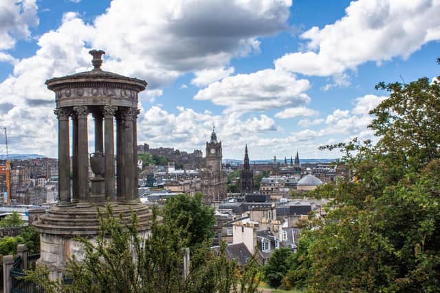 The view out over Edinburgh from Calton Hill.