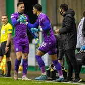 Dillon Barnes comes on for Ofir Marciano during Hibs' win over St Mirren.