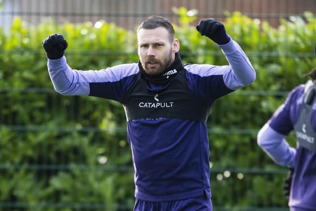 Martin Boyle during a Hibernian training session at the Hibernian Training Centre, on December 08, 2023. (Photo by Paul Devlin / SNS Group)
