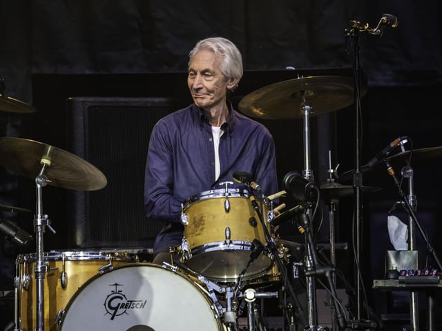 Rolling Stones drummer Charlie Watts during the band's concert at Murrayfield Stadium in July 2018.