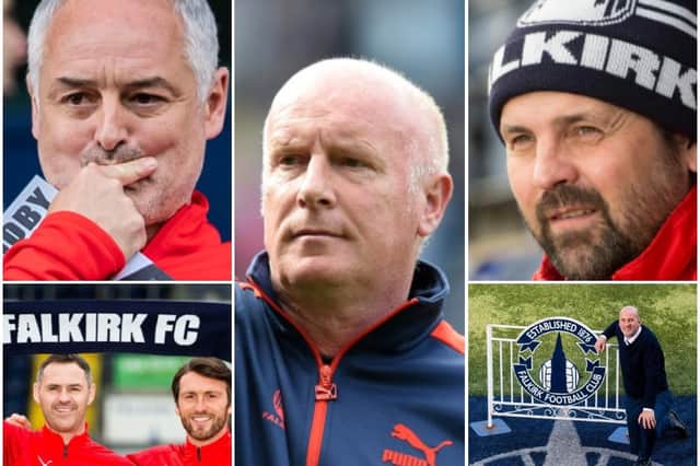 Since 2017-18 season Falkirk have had five permanent managerial appointments - and now seek their sixth. (Pictures: SNS)