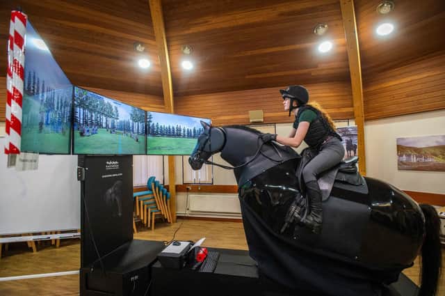 The robot horse which teaches equestrian students how to jump. Photo: Chris Watt/SRUC/PA Wire