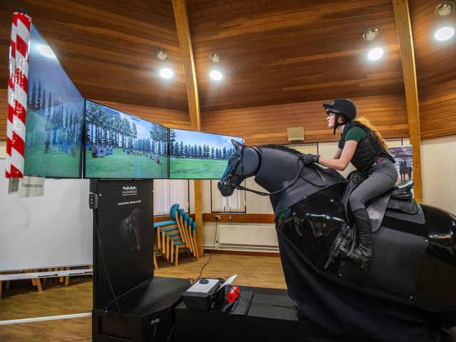 The robot horse which teaches equestrian students how to jump. Photo: Chris Watt/SRUC/PA Wire