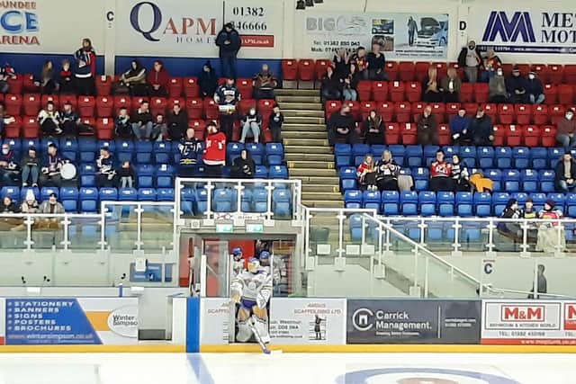 Fife Flyers step on to the ice watched by just 200 fans at Dundee (Pic: Fife Free Press)