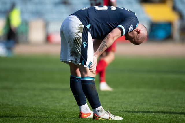 Dundee midfielder Charlie Adam was booked for simulation.