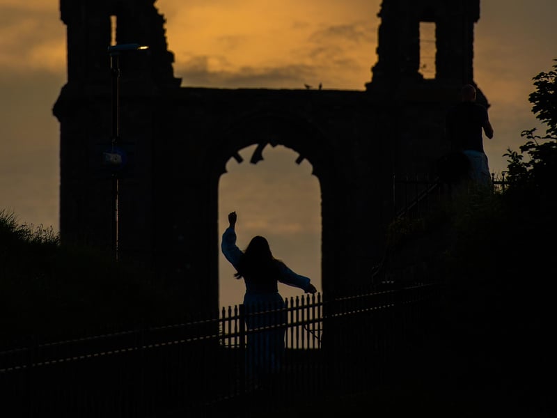 Sophia Eve Rink, one of the last pandemic graduates to finally make it back to St Andrews in person, celebrated her MLitt in Romantic and Victorian Studies at sunset by St Andrews Cathedral.