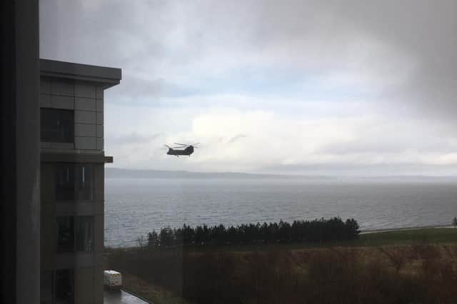 The chinook was spotted over the Western Harbour.