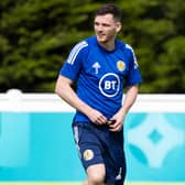 Andy Robertson during a Scotland training session at Rockliffe Park - their base for Euro 2020. (Photo by Craig Williamson / SNS Group)