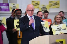 First Minister John Swinney delivers a speech in Glasgow, while on the general election campaign trail. Picture: Andy Buchanan/PA Wire
