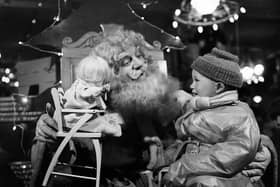 Santa Claus with little boy in Jenners - Edinburgh 1954
