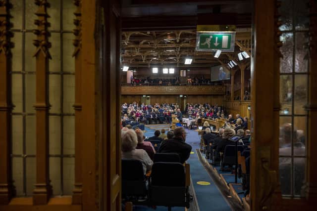 A morning session at the Church of Scotland's General Assembly in May. There was a palpable sense of anxiety, regret and fear at this year's gathering, where Kirk business is examined and decisions made on the way ahead, writes Stuart Kelly. PIC: Andy O'Brien.