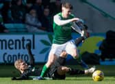 Hibs striker Kevin Nisbet injured his cruciate ligament in a tackle from Carl Starfelt during Celtic's last trip to Easter Road on February 27. (Photo by Craig Foy / SNS Group)