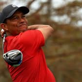 Tiger Woods in action in the PNC Championship at the Ritz Carlton Golf Club in Orlando, Florida last month. Picture: Mike Ehrmann/Getty Images.