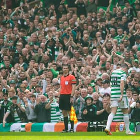 Celtic's Tom Rogic leaves the pitch in his final game against Motherwell.