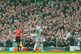 Celtic's Tom Rogic leaves the pitch in his final game against Motherwell.