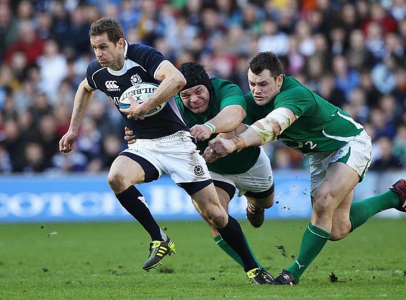 Full-back Chris Paterson scored a total of 22 tries for Scotland during his 109 cap-career spanning the years 1999–2011.