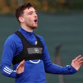 Captain Andy Robertson during Scotland training ahead of the play-off final against Serbia (Photo by Alan Harvey / SNS Group)