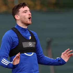 Captain Andy Robertson during Scotland training ahead of the play-off final against Serbia (Photo by Alan Harvey / SNS Group)