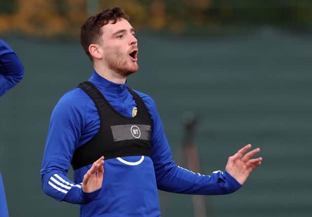 Captain Andy Robertson during Scotland training ahead of the play-off final against Serbia (Photo by Alan Harvey / SNS Group)