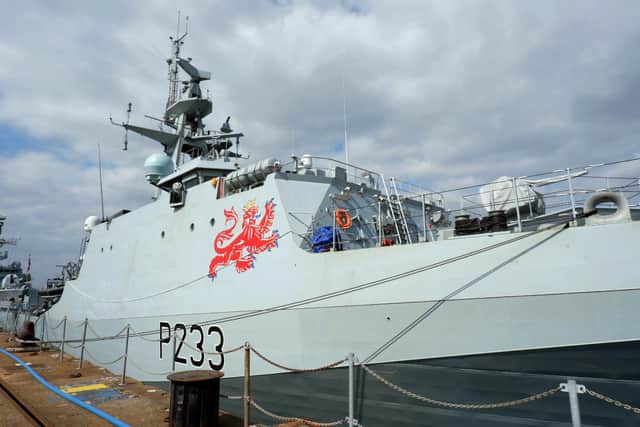 Royal Navy's HMS Tamar built in Glasgow shipyards arrives in home port