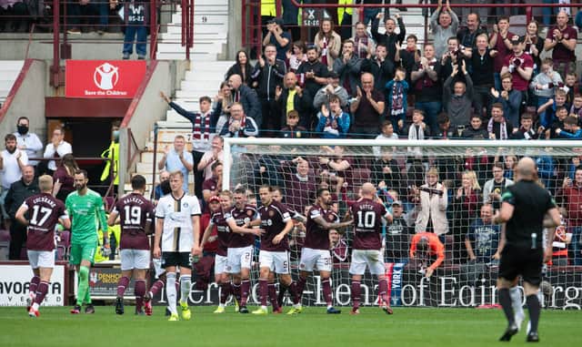 Liam Boyce put Hearts 1-0 up from the penalty spot against Aberdeen.