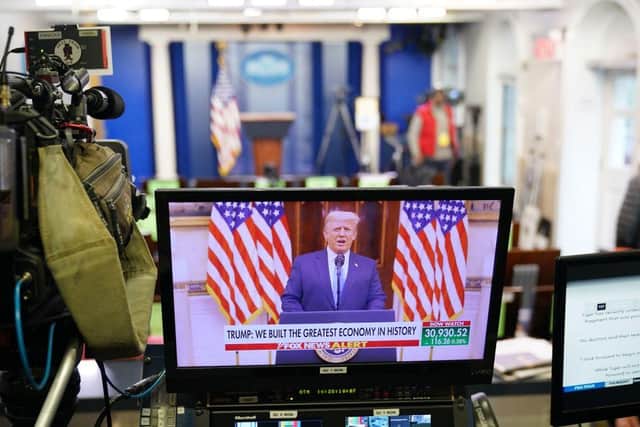 President Donald Trump delivered his farewell address to the nation via a video released on YouTube on 19 January (Photo: MANDEL NGAN / AFP) (Photo by MANDEL NGAN/AFP via Getty Images)