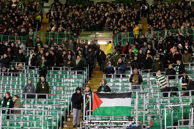 The section which usually holds the Green Brigade during the home match against St Mirren.