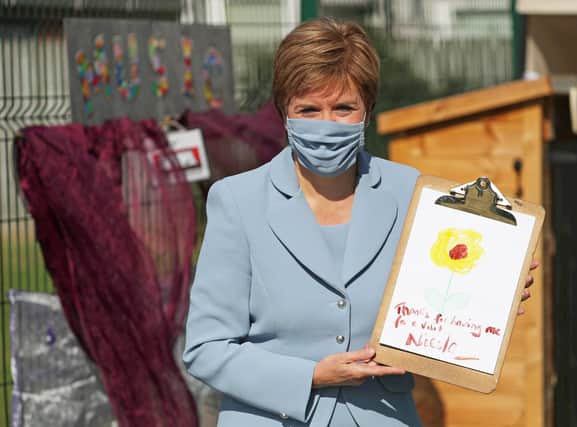 First Minister Nicola Sturgeon during a visit to the Fallin Nursery in Fallin, Stirlingshire.