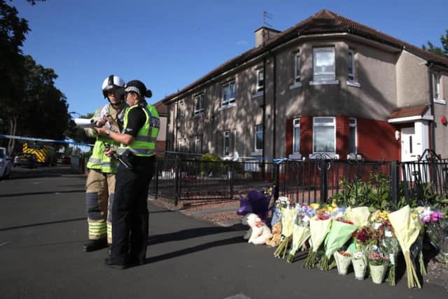 Emergency services at the scene of a fire at a flat in Paisley, Renfrewshire. Three children died in hospital after the fire at the upper cottage flat. Pic: Andrew Milligan/PA