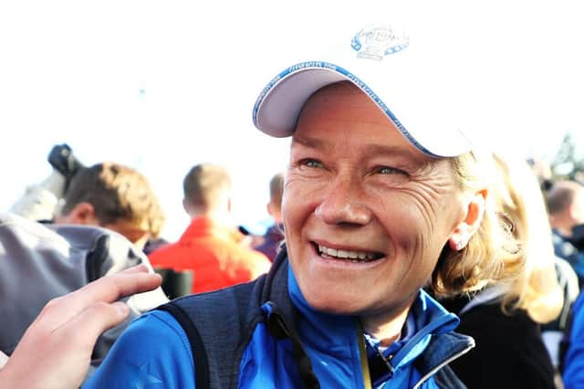 Team Europe captain Catriona Matthew smiles as she celebrates her team's win in the 2019 Solheim Cup at Gleneagles. Picture: Jamie Squire/Getty Images.