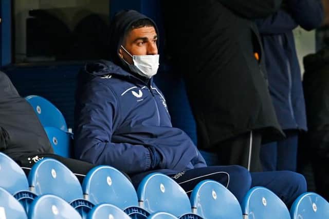 Rangers' Leon Balogun watches on during the Scottish Premiership match between Rangers and Hibernian (Photo by Rob Casey / SNS Group)