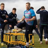 Duhan van der Merwe and Kyle Steyn train ahead of Scotland's game versus Wales. (Photo by Craig Williamson / SNS Group)