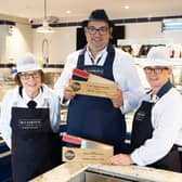 Nigel Ovens of McCaskie's Butchers in Wemyss Bay who has won the UK Butcher's Shop of the Year pictured with his mother Elizabeth and wife Helen (pic: Graeme Hart/Perthshire Picture Agency)