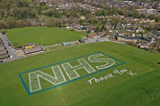 A field art piece celebrating the NHS