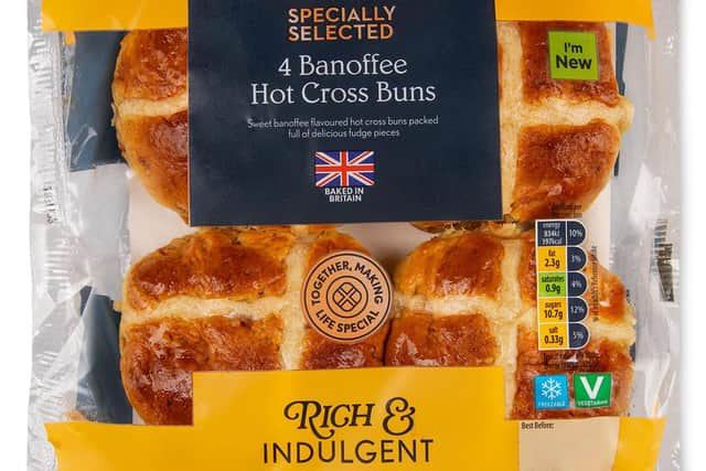 Aldi's Banoffee hot cross buns