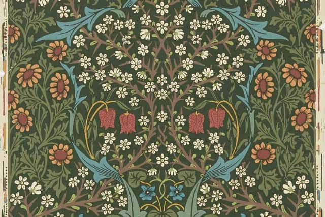 Detail of a Morris & Co design in The Art of Wallpaper at Dovecot Studios
