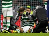 Cameron Carter-Vickers receives treatement for a bloody nose during the 2-0 win over Kilmarnock. (Photo by Craig Williamson / SNS Group)