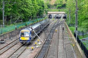 Train approaching Waverley station through Princes Street Gardens in Edinburgh. Picture: Getty
