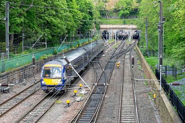 Train approaching Waverley station through Princes Street Gardens in Edinburgh. Picture: Getty
