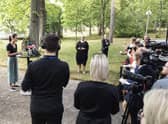 Finland's Prime Minister, Sanna Marin, holds a press conference amid controversy over videos showing her dancing at a party (Picture: Roni Rekomaa/Lehtikuva/AFP via Getty Images)