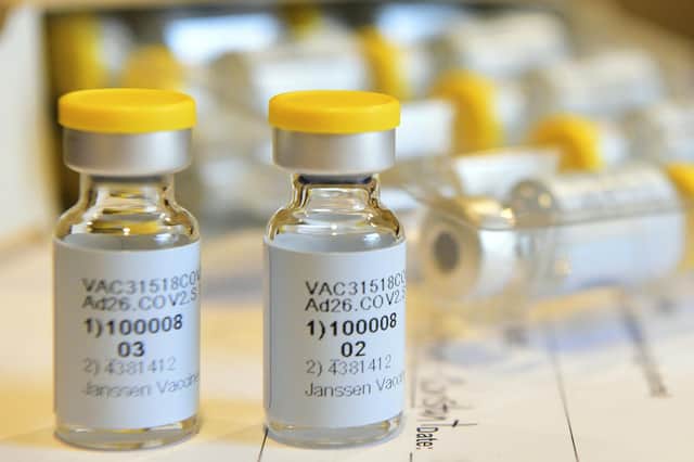 Vials for a single-dose Covid-19 vaccine being developed by Johnson & Johnson. Picture: Cheryl Gerber/Johnson & Johnson via AP