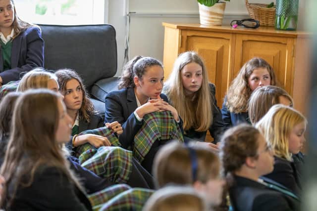 Students watch the state funeral of Queen Elizabeth IIl in their boarding house, Windmill Lodge, at Gordonstoun School, Moray, where King Charles III once boarded. Picture: Paul Campbell/PA Wire