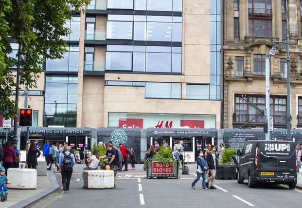 Waverley Bridge has been blocked off for pedestrian use only. Picture: Lisa Ferguson