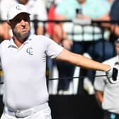 Richard Bland stretces before teeing off the first during day two of Liv Golf Adelaide at The Grange Golf Course. Picture: Mark Brake/Getty Images.