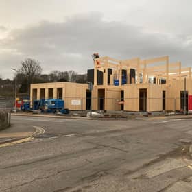 Building work is progressing on creating a new family resource centre, a library and a council office