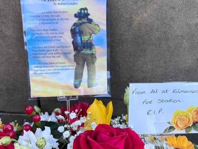 Many wreaths and flowers were left at the Cathedral.