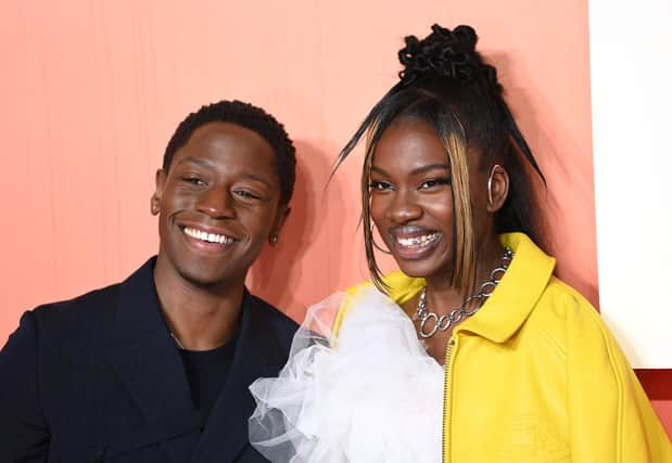 LONDON, ENGLAND - MARCH 08: (L-R) David Jonsson and Vivian Oparah attending the "Rye Lane" UK Premiere on March 08, 2023 in London, England. (Photo by Eamonn M. McCormack/Getty Images)