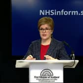 Nicola Sturgeon speaks from St Andrew's House. Picture: BBC